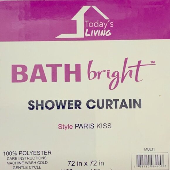 Paris Kiss Eiffel Tower Material Shower Curtain 72 In X 72 In - Picture 4 of 12